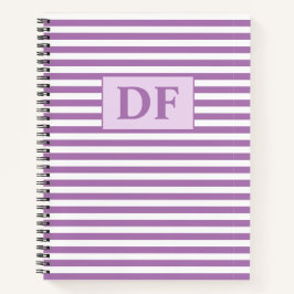 Aangepaste Initialen Paarse / witte strepen Notiti Notitieboek