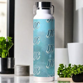 Aangepaste initialen patroon blauwgroen blauw aqua waterfles