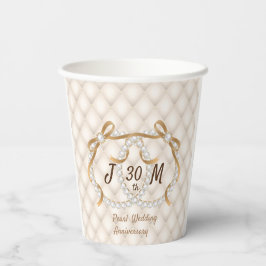 Aangepaste Initialen Pearl Ribbon Cup Papieren Bekers