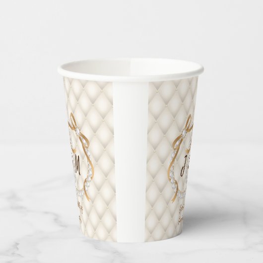 Aangepaste Initialen Pearl Ribbon Cup Papieren Bekers (Links)