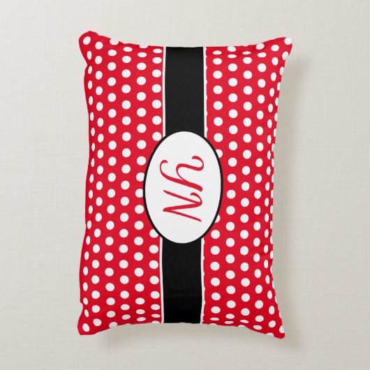 Aangepaste initialen Polka Dot Accent Kussen (Achterkant (Verticaal))