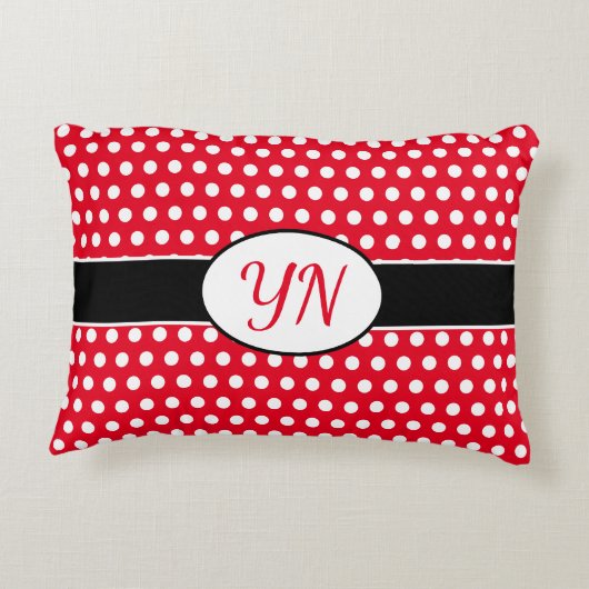 Aangepaste initialen Polka Dot Accent Kussen (Achterkant)