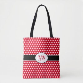 Aangepaste initialen Polka Dot Canvas tas