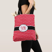 Aangepaste initialen Polka Dot Canvas tas (Dichtbij)
