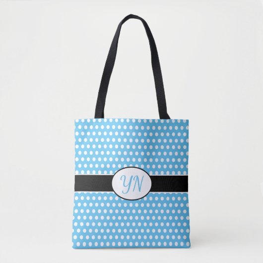 Aangepaste initialen Polka Dot Canvas tas (Voorkant)