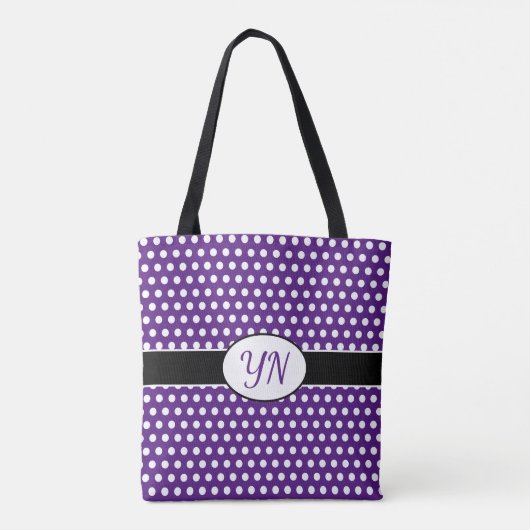 Aangepaste initialen Polka Dot Canvas tas (Achterkant)