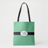 Aangepaste initialen Polka Dot Canvas tas (Voorkant)