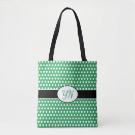 Aangepaste initialen Polka Dot Canvas tas