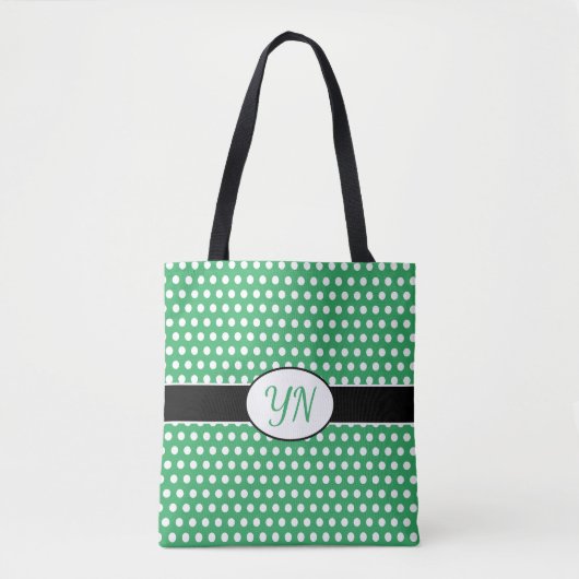 Aangepaste initialen Polka Dot Canvas tas (Voorkant)