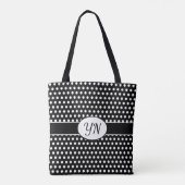 Aangepaste initialen Polka Dot Canvas tas (Achterkant)
