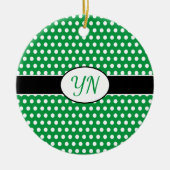 Aangepaste initialen Polka Dot Keramisch Ornament (Voorkant)
