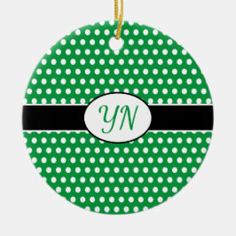 Aangepaste initialen Polka Dot Keramisch Ornament