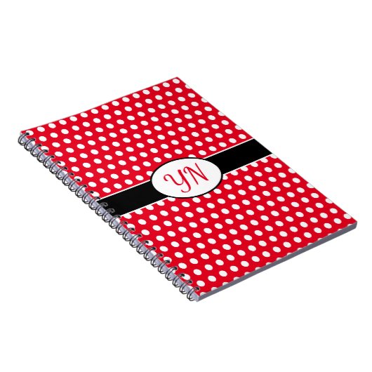 Aangepaste initialen Polka Dot Notitieboek (Rechterzijde)