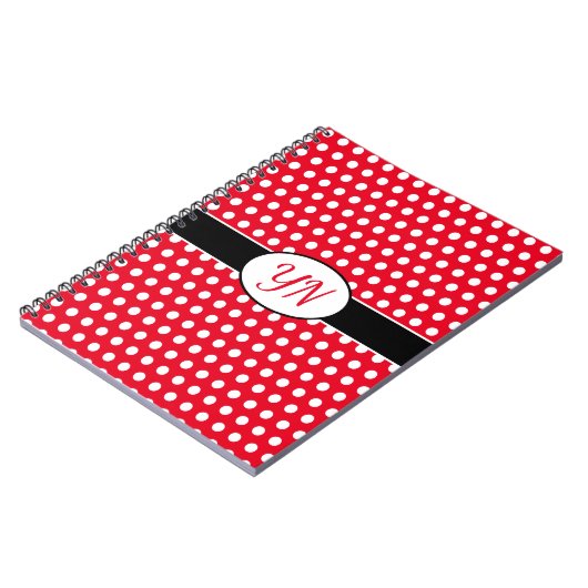 Aangepaste initialen Polka Dot Notitieboek (Linkerzijde)