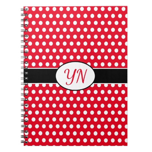 Aangepaste initialen Polka Dot Notitieboek (Voorkant)