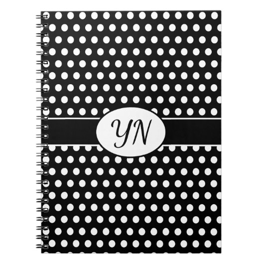 Aangepaste initialen Polka Dot Notitieboek (Voorkant)