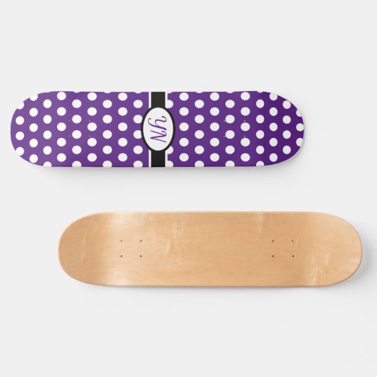 Aangepaste initialen Polka Dot Persoonlijk Skateboard (Horizontaal)
