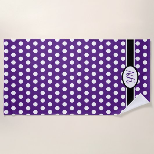 Aangepaste initialen Polka Dot Strandlaken (Voorkant)