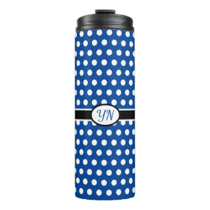 Aangepaste Initialen Polka Dot Thermische Tumbler Thermosbeker