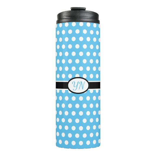 Aangepaste Initialen Polka Dot Thermische Tumbler Thermosbeker (Voorkant)