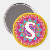 Aangepaste initialen psychedelische koelkastmagnee magneet (Voorkant / Achterkant)