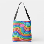Aangepaste initialen Rainbow Pride Canvas tas. Crossbody Tas (Achterkant)