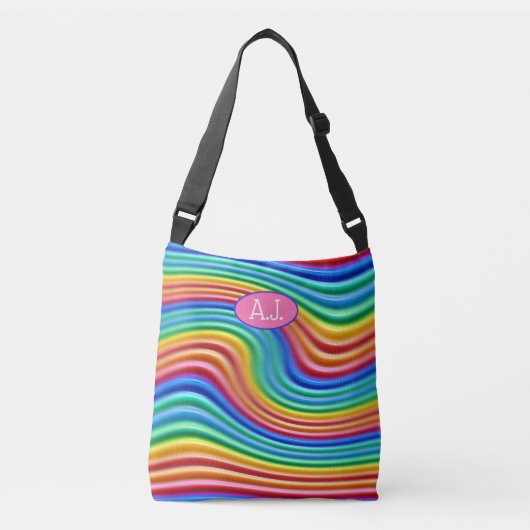 Aangepaste initialen Rainbow Pride Canvas tas. Crossbody Tas (Voorkant)