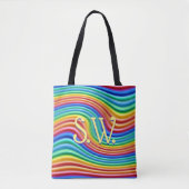 Aangepaste initialen Rainbow Pride Canvas tas. Tote Bag (Voorkant)