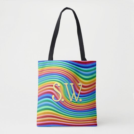 Aangepaste initialen Rainbow Pride Canvas tas. Tote Bag (Voorkant)