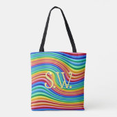 Aangepaste initialen Rainbow Pride Canvas tas. Tote Bag (Achterkant)