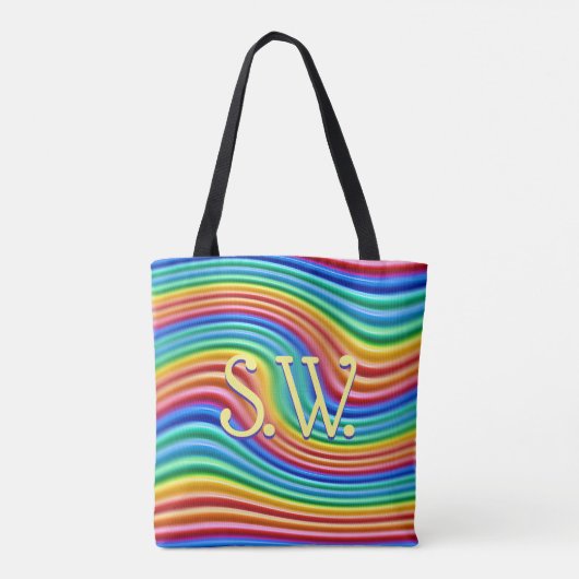 Aangepaste initialen Rainbow Pride Canvas tas. Tote Bag (Achterkant)