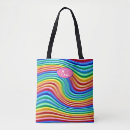 Aangepaste initialen Rainbow Pride Canvas tas. Tote Bag