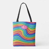 Aangepaste initialen Rainbow Pride Canvas tas. Tote Bag (Achterkant)