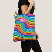Aangepaste initialen Rainbow Pride Canvas tas. Tote Bag (Dichtbij)