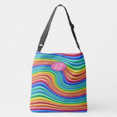 Aangepaste initialen Rainbow Pride Grote Canvas ta Crossbody Tas (Achterkant)