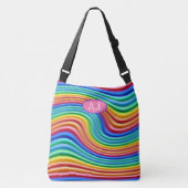 Aangepaste initialen Rainbow Pride Grote Canvas ta Crossbody Tas (Voorkant)