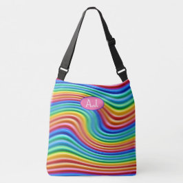Aangepaste initialen Rainbow Pride Grote Canvas ta Crossbody Tas