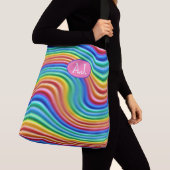 Aangepaste initialen Rainbow Pride Grote Canvas ta Crossbody Tas (Dichtbij)