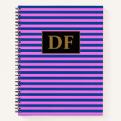 Aangepaste Initialen Roze/Blauwe Strepen Notitieboek (Voorkant)