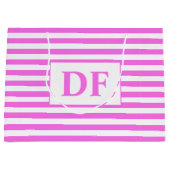 Aangepaste Initialen roze/witte strepen Groot Cadeauzakje (Voorkant)