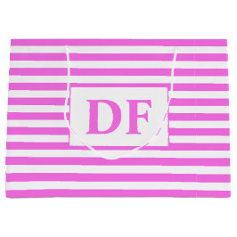 Aangepaste Initialen roze/witte strepen Groot Cadeauzakje