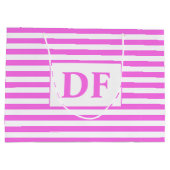 Aangepaste Initialen roze/witte strepen Groot Cadeauzakje (Achterkant)