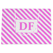 Aangepaste Initialen roze/witte strepen Groot Cadeauzakje (Voorkant)