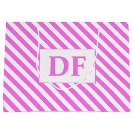 Aangepaste Initialen roze/witte strepen Groot Cadeauzakje
