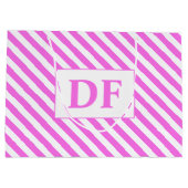Aangepaste Initialen roze/witte strepen Groot Cadeauzakje (Achterkant)