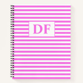Aangepaste Initialen Roze/Witte Strepen Notitieboe Notitieboek