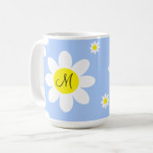 Aangepaste Initialen voor Cute Light Blue en White Koffiemok (Voorkant links)