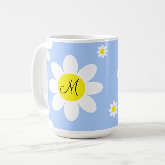 Aangepaste Initialen voor Cute Light Blue en White Koffiemok (Voorkant links)