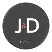 Aangepaste Initialen Wedding Favoriet Hockey Puck (Voorkant)
