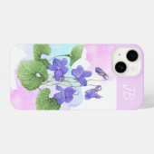 Aangepaste Initialen Wilde Violet Garden flower Ar iPhone Hoesje (Achterkant horizontaal)